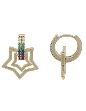 Aretes cortos de estrella Horoz 18 k con acabado chapa de oro zirconia
