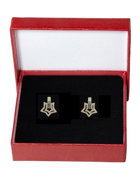Aretes cortos de estrella Horoz 18 k con acabado chapa de oro zirconia
