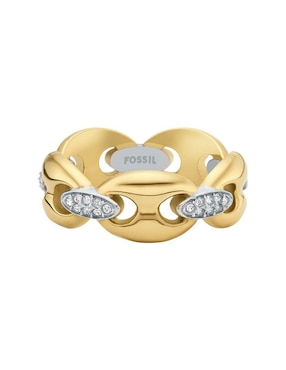 Anillo con gema circular Fossil Heritage cristal pulido