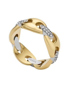 Anillo con gema circular Fossil Heritage cristal pulido