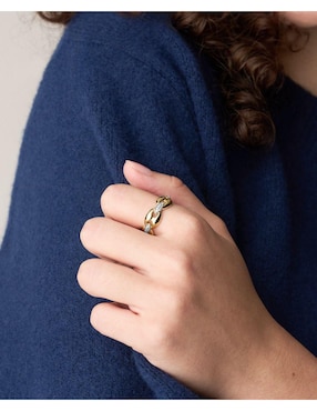 Anillo con gema circular Fossil Heritage cristal pulido