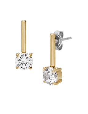 Broqueles Fossil Ellis con acabado pulido zirconia cúbica