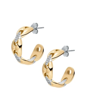 Aretes de aro ciruculares Fossil con acabado pulido cristal