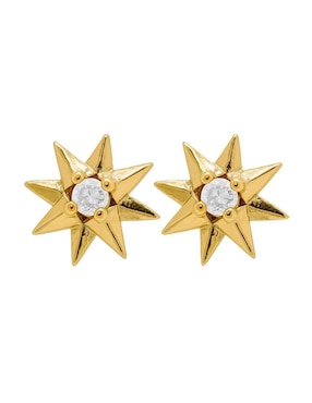 Aretes cortos de estrella Oro Angelus con acabado pulido zirconia