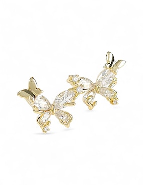 Aretes y collar de mariposa OG baño de oro 18 k zirconia