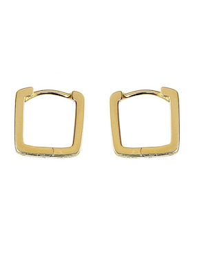 Aretes huggies cuadrados Sofia Blum de plata p 925 con acabado chapa de oro circonita