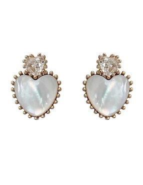 Aretes cortos de corazón Sofia Blum de plata p 925 con acabado chapa de oro circonita