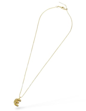 Collar con dije de letra e Og de baño de oro 18 K