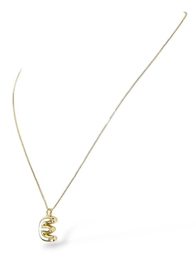 Collar con dije de letra e Og de baño de oro 18 K