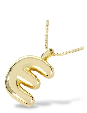 Collar con dije de letra e Og de baño de oro 18 K