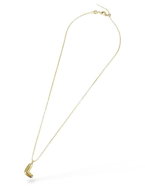 Collar con dije de letra l Og de baño de oro 18 K