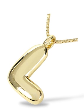 Collar con dije de letra l Og de baño de oro 18 K