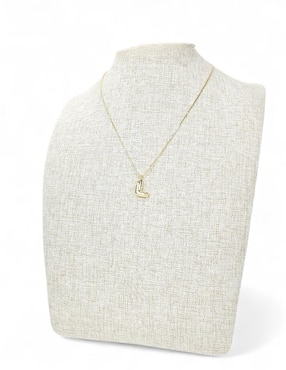 Collar con dije de letra l Og de baño de oro 18 K