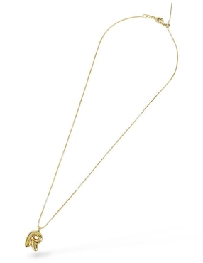 Collar con dije de letra r Og de baño de oro 18 K