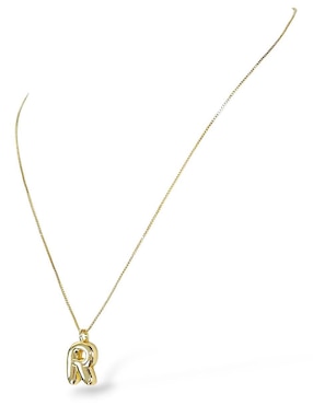 Collar con dije de letra r Og de baño de oro 18 K