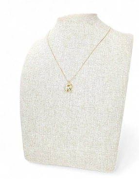 Collar con dije de letra r Og de baño de oro 18 K