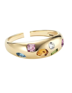 Anillo con gema Mink P 925 de plata circonita chapa de oro