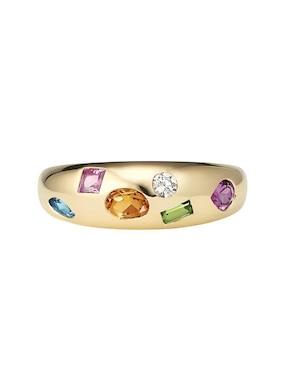 Anillo con gema Mink P 925 de plata circonita chapa de oro