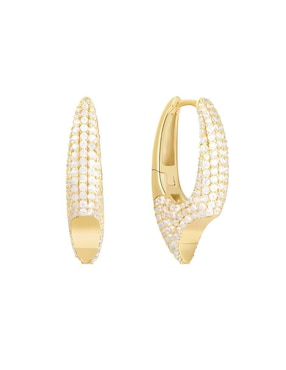 Aretes Mink de plata P 925 con acabado chapa de oro circonita