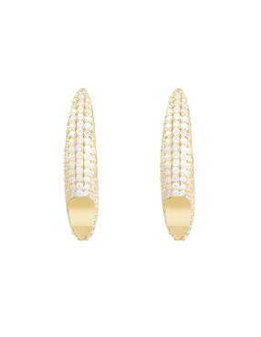 Aretes Mink de plata P 925 con acabado chapa de oro circonita