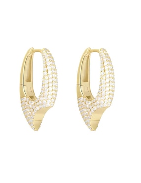 Aretes Mink de plata P 925 con acabado chapa de oro circonita