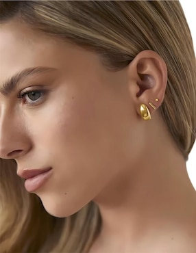 Aretes de gota Mink de plata P 925 con acabado chapa de oro