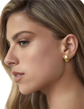 Aretes de gota Mink de plata P 925 con acabado chapa de oro