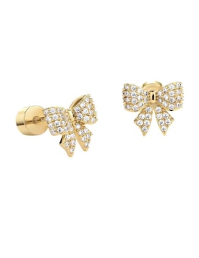 Aretes de moño Mink de plata P 925 con acabado brillante circonita