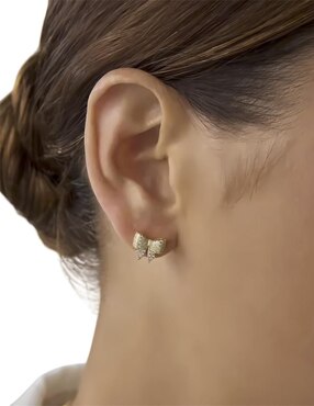 Aretes de moño Mink de plata P 925 con acabado brillante circonita