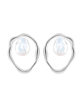 Aretes largos Gladkova Joyería de plata P 925 con acabado liso perla