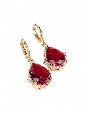 Aretes y collar de gota Og de oro laminado 18 K zirconia