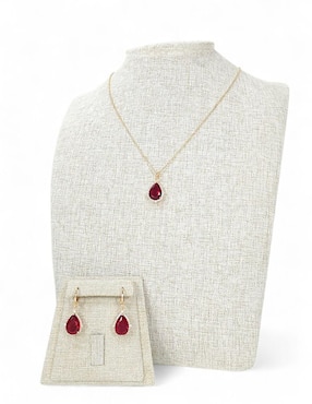 Aretes y collar de gota Og de oro laminado 18 K zirconia