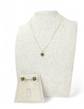 Aretes y collar de corazón OG 18 K zirconia