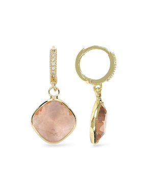 Aretes y collar de rombo OG 18 K Zirconia