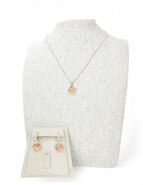 Aretes y collar de rombo OG 18 K Zirconia