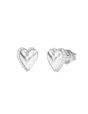 Aretes cortos de corazón Guess By Your Side con acabado pavé circonita