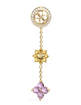Aretes largos de flor Guess Secret garden con acabado brillante circonita
