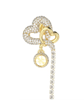 Aretes largos Guess Love Bites de acero inoxidable con acabado pavé circonita