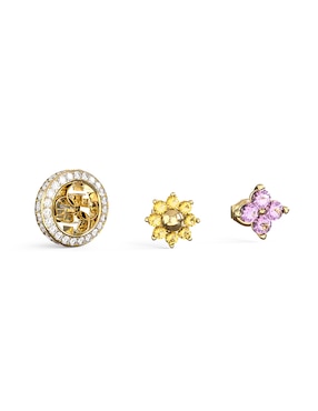 Aretes cortos de estrella Guess Secret garden con acabado pavé circonita