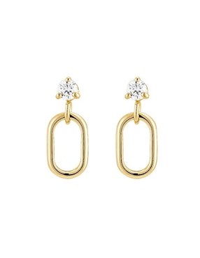 Aretes de aro rectangulares Les Néréides Classic Revisite de plata P 925 con acabado baño de oro cristal