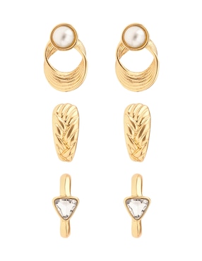 Set de aretes cortos Anne Klein con acabado pavé