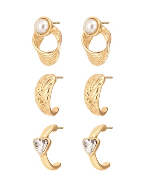 Set de aretes cortos Anne Klein con acabado pavé