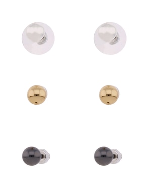 Set aretes cortos Dkny con acabado liso