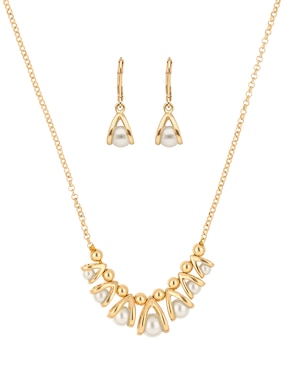 Aretes y collar Anne Klein perla