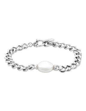 Brazalete Majorica con perla Puffy con acabado brillante
