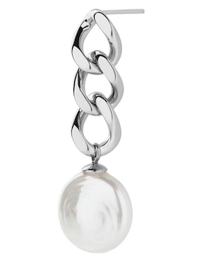 Aretes largos Majorica Puffy con acabado liso
