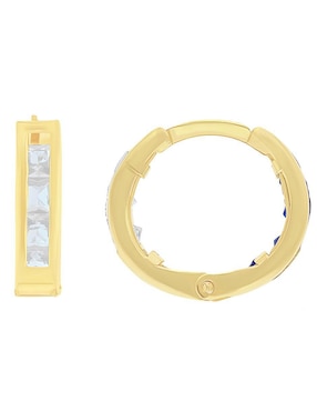 Aretes huggies Horoz de oro 10 k con acabado pulido zirconia