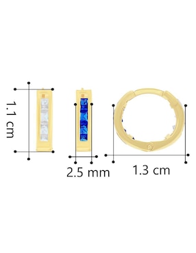 Aretes huggies Horoz de oro 10 k con acabado pulido zirconia