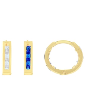 Aretes huggies Horoz de oro 10 k con acabado pulido zirconia