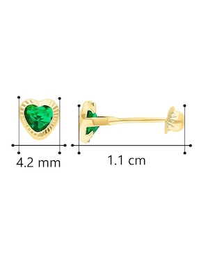 Broqueles de corazón Horoz de oro 10 K con acabado diamantado zirconia